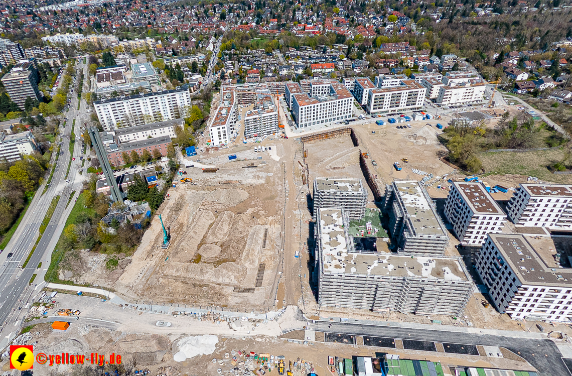 21.04.2023 - Luftbilder von der Baustelle Alexisquartier und Pandion Verde in Neuperlach